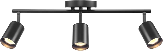Globe Electric 64000091 21" 3-Light Track Lighting, Matte Black, Pivoting Shades, Ceiling Lamp for Bedroom, Kitchen, Hallway, Bathroom, Den, Dining Room, Home Décor