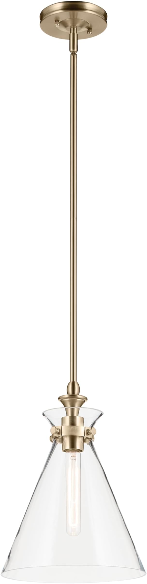 Kichler Laria 1-Light Pendant, Updated Traditional Light, Sloped Ceiling Compatible, for Kitchen with Clear Glass in Champagne Bronze (14.5" x 10.5"), 52774CPZCLR