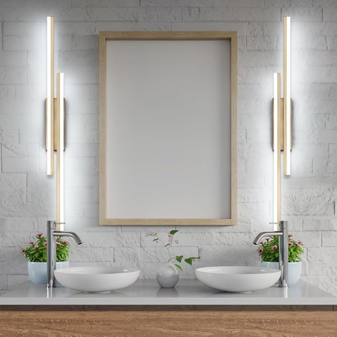 PRESDE 48" LED Vanity Light Bar, Modern Brushed Gold Bathroom Light Fixtures Over Mirror