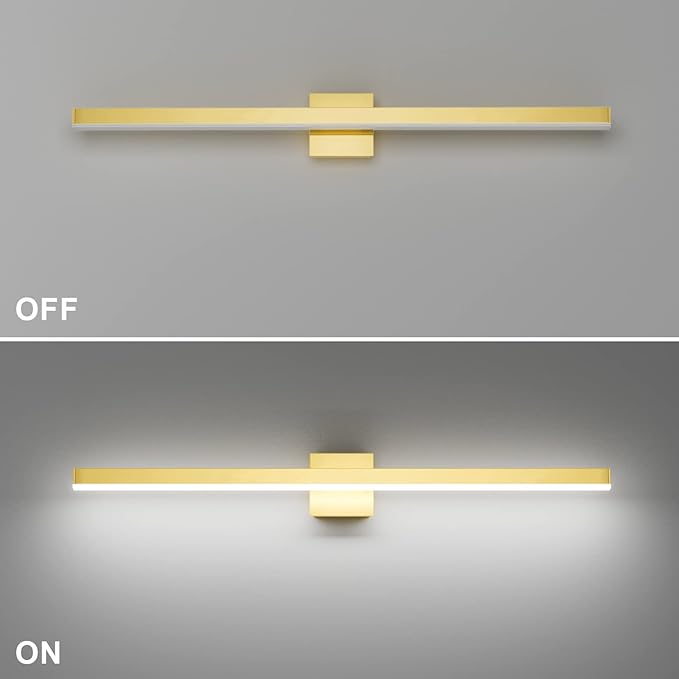 Aipsun Gold Bathroom Light Fixtures 40inch Modern LED Vanity Light for Bathroom Gold Vanity Lights Fixtures 5500K
