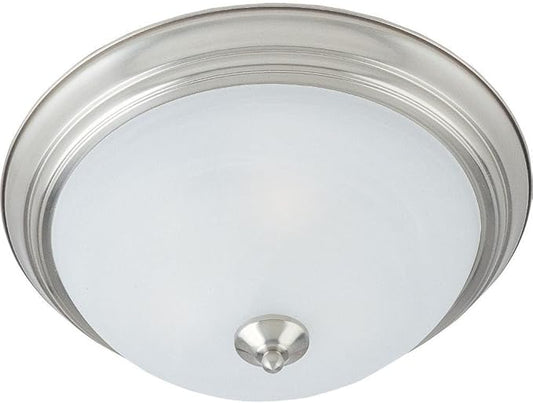 Maxim Lighting 5842MRSN Essentials-3 Light Flush Mount in Utility Style, Finish Color: Satin Nickel, Glass Color: Marble