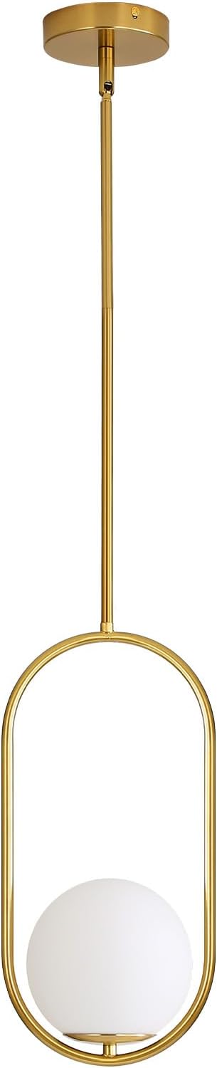 Yunnix 3 Pack Pendant Lights Kitchen Island, Pendant Light Fixtures, Modern Gold Globe Glass Pendant Lighting, Brass Mid Century Chandelier One Light for Bathroom Bedroom Dining Room