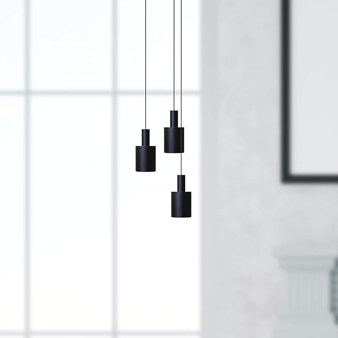 Virgo 3 Mini Pendant Lighting Black - LED Hanging Light Fixture for Kitchen Island, Bar, Foyer - Cluster Pendants - Dimmable, Adjustable Wire, Lamp Bulb Included