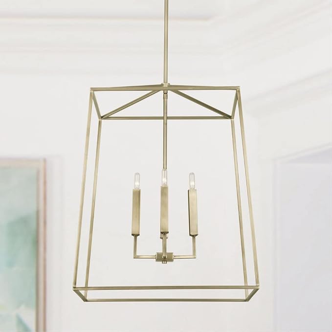 Capital Lighting 537643AD Thea Lantern Foyer Pendant, 4-Light 240 Total Watts, 28" H x 22" W, Aged Brass