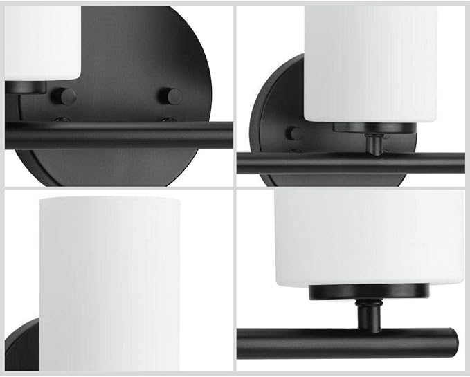 Replay Collection 4-Light Etched Glass Modern Bath Vanity Light Textured Black