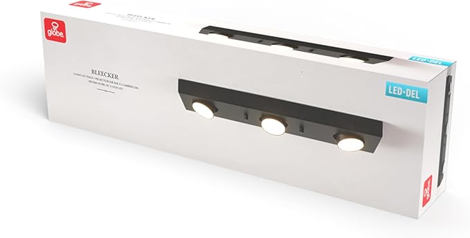 Globe Electric 3-Light Integrated LED Track Lighting, Matte Black, Adjustable Heads, Dimmable, 59941