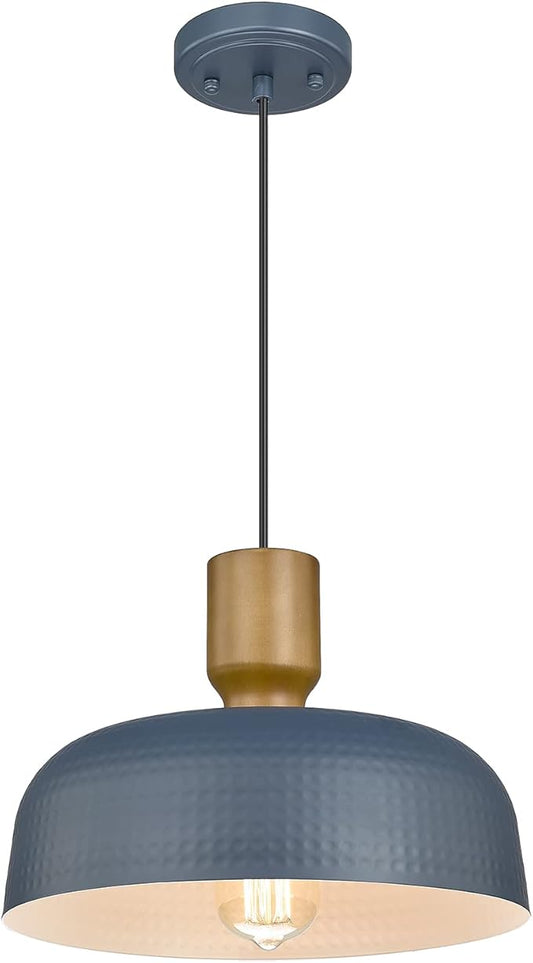 Darkaway Pendant Light Fixtures Ceiling Hanging with Hammered Metal Shade, Modern Pendant Light for Kitchen Island Lighting Hanging Lamp Adjustable Height, Medium