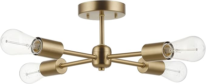 GLOBE Electric 61122 Vane 4-Light Flush Mount Ceiling Light, Matte Brass