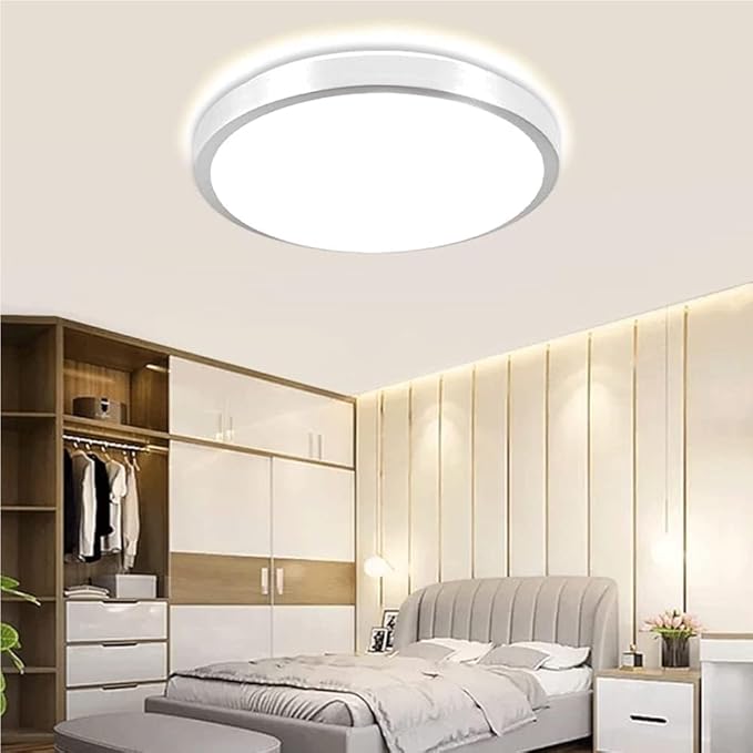 KISAD Modern and Minimalism Ceiling Lamp Ultra-Thin Circular Flush Mount Ceiling Light Acrylic Lampshade Ceiling Light Fixture for Bedroom(White,50cm)