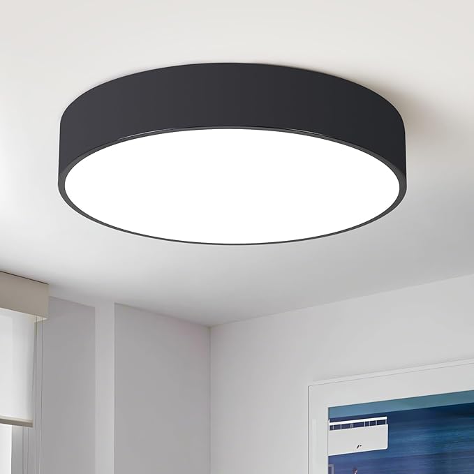 18 Inch Large Flush Mount Ceiling Light Fixture,5CCT Dimmable LED Ceiling Lights, Modern Black Round Lamp Fixture Living Room Bedroom Laundry Room Bathroom