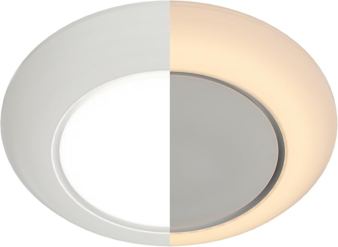 6 Inch LED Low Profile Disk Light with Night Light, 120VAC, 15W, 5CCT Color Changing, 1000LM, Dimmable, ETL, Shower Wet Rated Screw in Flush Mount Ceiling Light, White/1 Pack