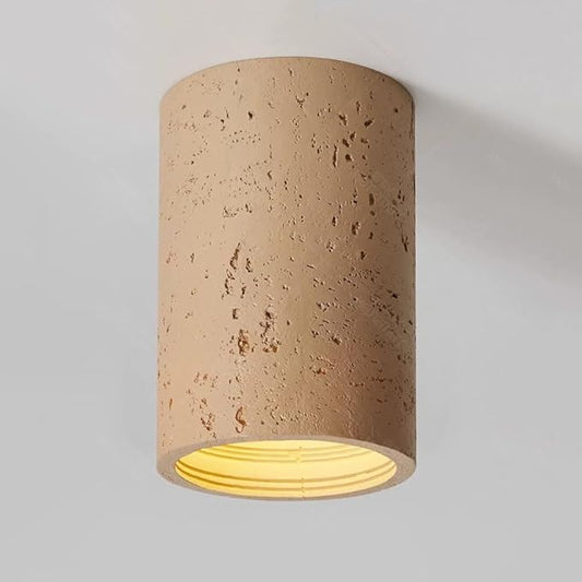 Modern Minimalist Concrete Ceiling Light Fixture Flush Mount LED Ceiling Lamp for Living Room, Bedroom, Hallway Wabi-Sabi Style Cement Cylinder Spotlight Warm White 3000K(Earthy Color,H-20cm)