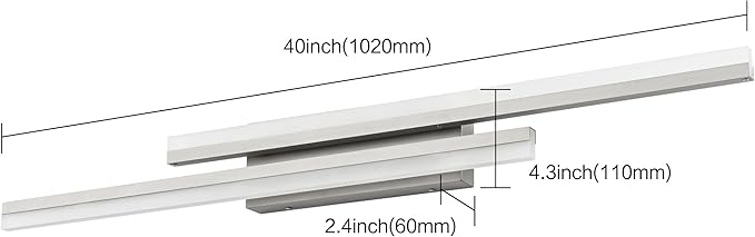 PRESDE 40" LED Bathroom Vanity Light, Modern Brushed Nickel Wall Bar Fixture Over Mirror 5CCT