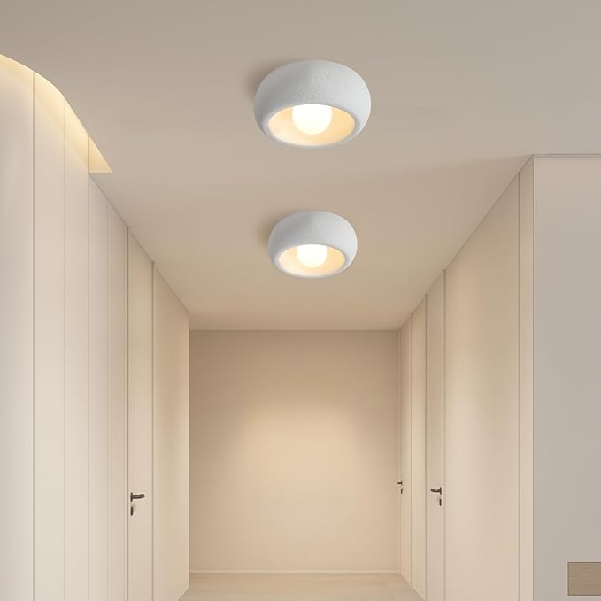 JAYMP Modern Ceiling Light for Dining Room Kitchen Island Hallway G9 Base Japanese Wabi-Sabi Style Round Lighting Fixture (Matte White, 30cm/11.8inch)