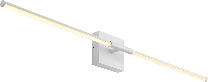 JONATHAN Y 32" White Modern Dimmable Integrated LED Wall Sconce, Minimalist Adjustable Metal Vanity Light for Bathroom Mirror, Bedroom, Hallway, 3000K, ETL Listed (JYL7040G)