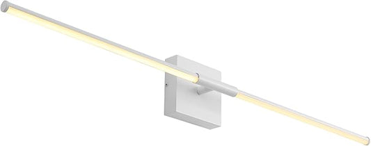 JONATHAN Y 32" White Modern Dimmable Integrated LED Wall Sconce, Minimalist Adjustable Metal Vanity Light for Bathroom Mirror, Bedroom, Hallway, 3000K, ETL Listed (JYL7040G)