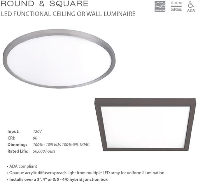 WAC Lighting, Square 7in LED Energy Star Flush Mount 3500K in Brushed Nickel