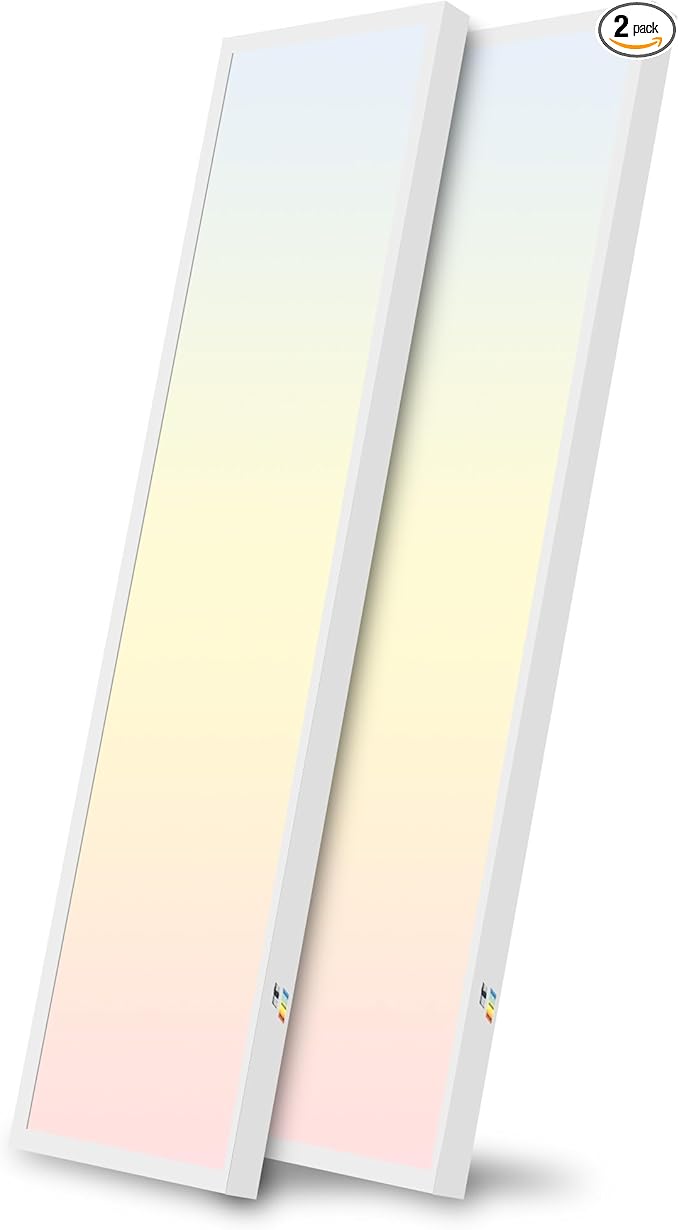 hykolity 1x4 FT LED Flat Panel Light,4800lm 48W Dimmable Edge-Lit Ceiling Lighting Fixture. 3000K/4000K/5000K Built-in Driver Surface Flush Mount Lights for Kitchen Garage,2 Pack