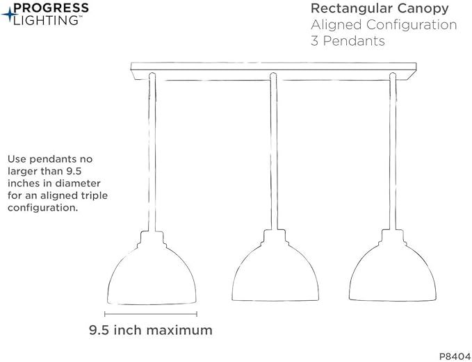 Progress Lighting P8404-143 Three-Light Linear Pendant Accessory Canopy, Black,Graphite