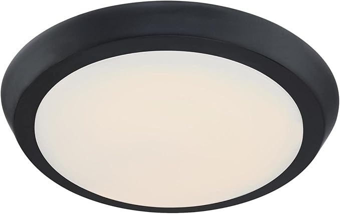 Westinghouse 6117400 Traditional One-Light, 11 Inch 20 Watt LED Indoor Flush Mount Ceiling Light Fixture, Matte Black Finish, Acrylic Shade