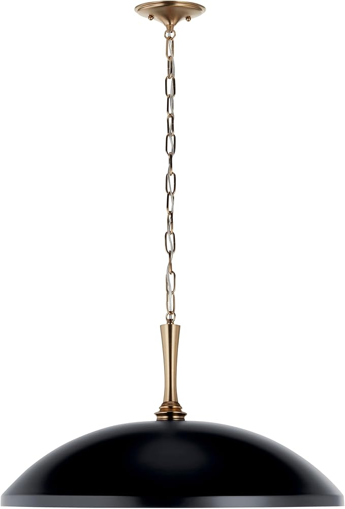 Kichler Delarosa 1-Light Pendant, Updated Traditional Light in Black and Champagne Bronze, Sloped Ceiling Compatible, for Your Kitchen, Dining Room or Hallway (12.75" x 24.25"), 52637BK