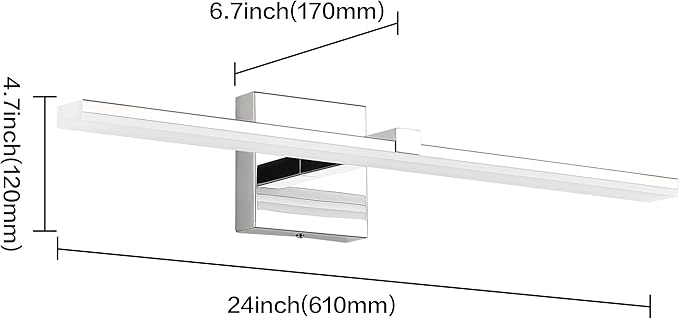 ZUZITO Modern Bathroom Vanity Light Over Mirror 24in Chrome Vanity Lights for Bath 5CCT Dimmable 18W LED Bathroom Wall Lights Bar