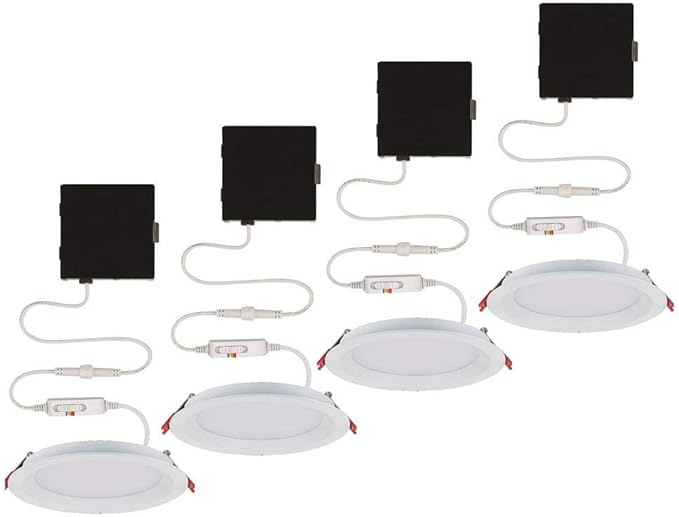 Slim Baffle 4 in. Color Selectable New Construction and Remodel Canless Recessed Integrated LED Kit (4-Pack)