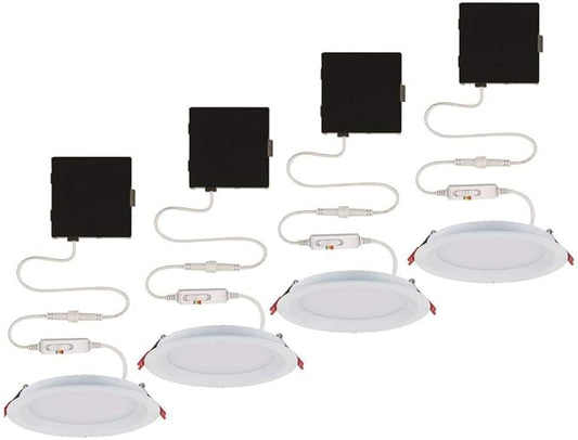 Slim Baffle 4 in. Color Selectable New Construction and Remodel Canless Recessed Integrated LED Kit (4-Pack)