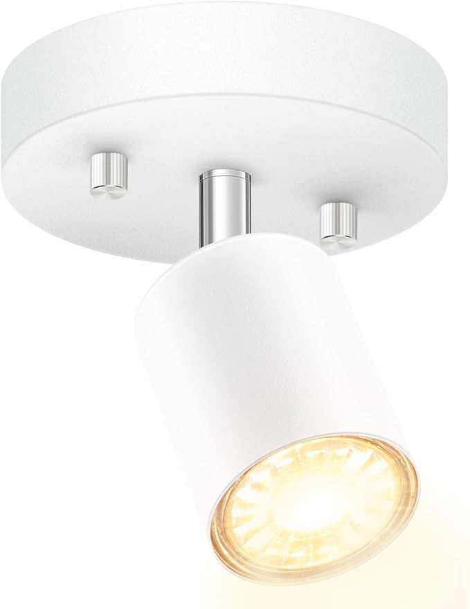 Track Lighting Fixture Ceiling, Modern LED Track Lighting Kit, White Ceiling Light for Kitchen, Rotatable Spotlight Heads, Wall Mount Spot Lighting for Island/Bedroom/Hallway (GU10 Socket, NO Bulb)