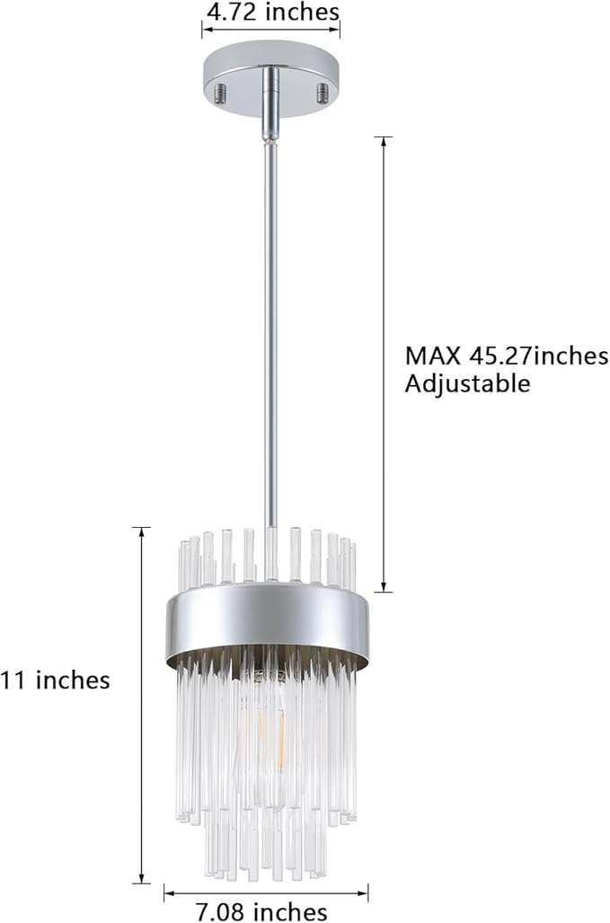 Dijiahua Chrome Pendant Lights Kitchen Island 3 Pack, Modern Hanging Kitchen Pendant Lighting Over Sink with Crystal Glass,Small Chandeliers Fixtures Adjustable Cord Hanging Lighting