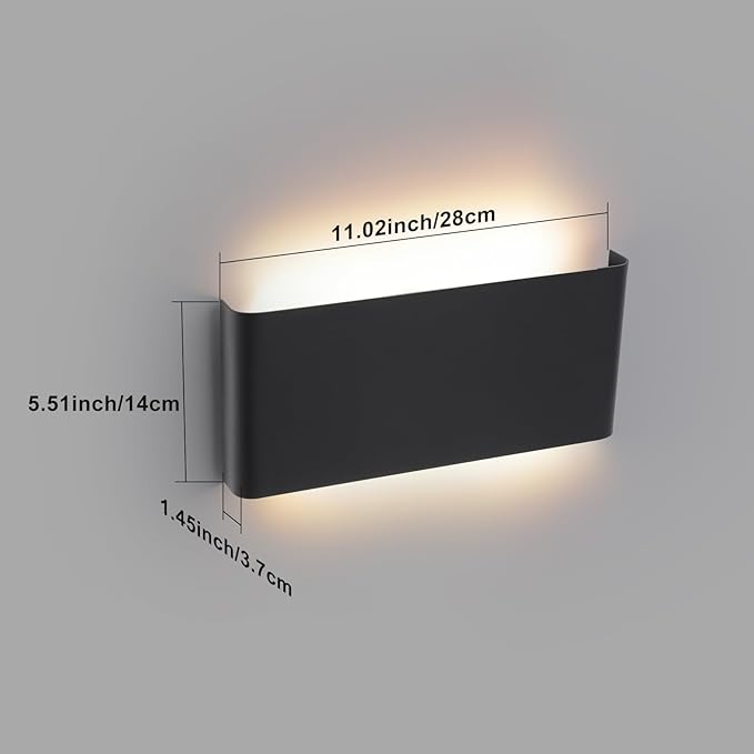 Mille Lucciole 11"Modern LED vanity light,15W Dimmable 5 CCT (3000K-6500K) Adjustable Wall Lamp,Up and Down Wall Lighting,Indoor Wall Sconce for Bedroom,Staircase,Hallway,Dressing Table, 4 Pack（Black）