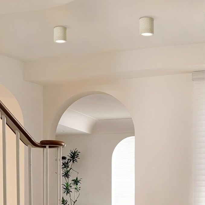 KISAD Close to Ceiling Lights Nordic Resin Ceiling Light Mini Flush Mount Ceiling Lamp Cream Style Hallway Lighting Fixture Minimalism Ceiling Downlight(Milk Coffee Color)