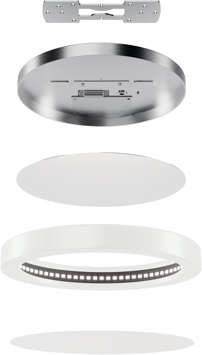 KICHLER Ara 7.01" Modern Minimal Round LED Downlight in White, for Wet Indoor Locations, Supplemental Lighting, Integrated LED, Edge-Lit Technology, 950 Lumens, Dimmable to 10%, 53007WH30