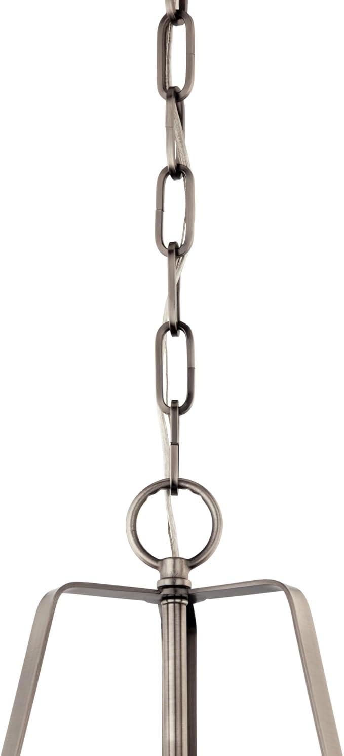 Kichler Etcher 1-Light Pendant, Updated Traditional Light with Etched Painted White Glass Diffuser in Classic Pewter, for Kitchen or Dining Room (17" x 13"), 52710CLP