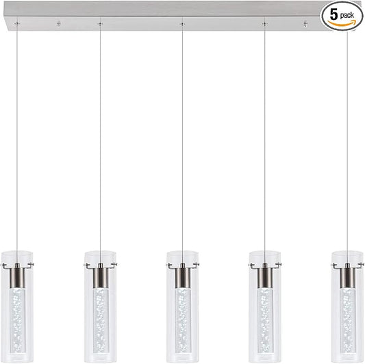 Dimmable Kitchen Pendant Lights, Brushed Nickel Remote Control led Pendant Lighting,3D Modern Pendant Light for Kitchen Dinning Room, Living Room, Corridor, Cafe bar, Club, Restaurant