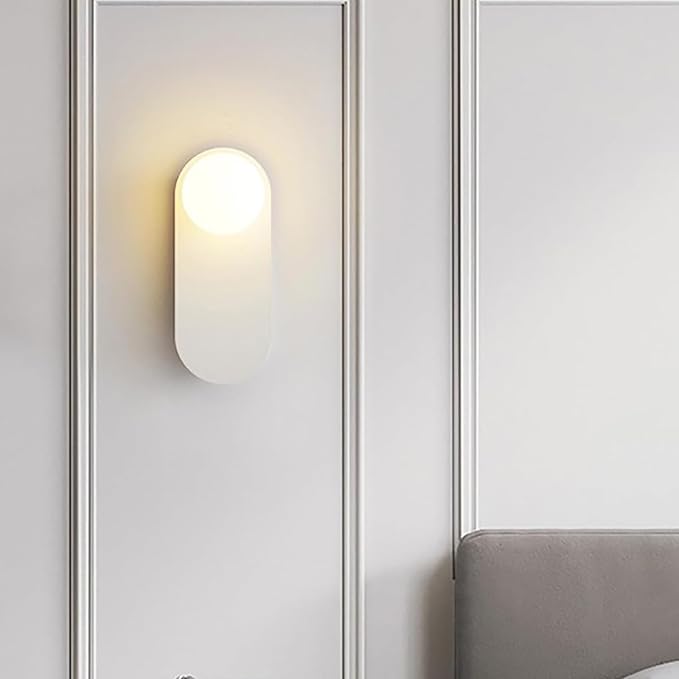 White Bathroom Vanity Light Fixture,Glass Wall Lamp with Sphere Lampshade,Hardwired Hallway Light Fixture,Modern Wall Sconce for Bedside Corridor and Living Room
