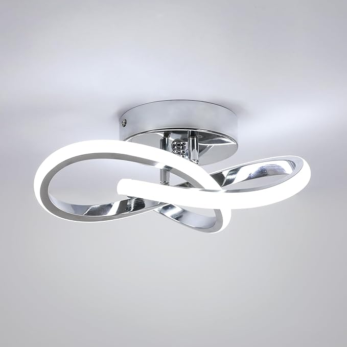 Goeco Modern LED Ceiling Light, 9.8'' 6500K Semi Flush Cool White Design for Bedroom, Corridor, Bathroom, Office, Kitchen, Laundry Room