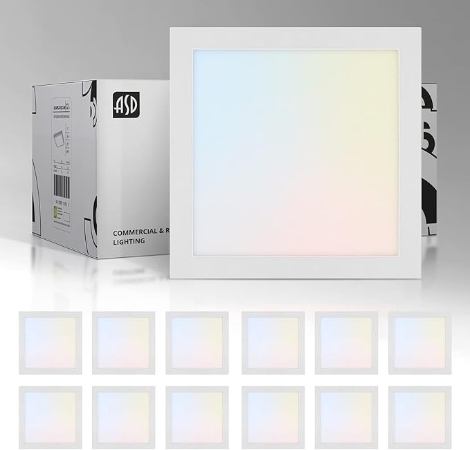 ASD LED 5" Square Flush Mount Light | 10W 740LM 3000-5000K 120V | 3CCT, Dimmable, Ultra Slim, ETL Listed | Thin Surface Lamp, Bedroom Ceiling Lighting | White, 12 Pack