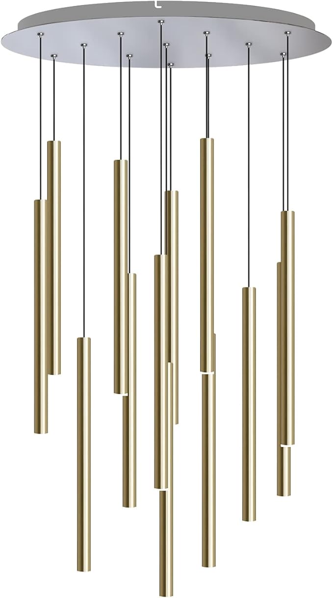 CANALIS 13 Mini Pendant Lighting Brass - LED Hanging Light Fixture for Kitchen Island, Bar, Foyer - Cluster Pendants - Dimmable, Adjustable Wire, Lamp Bulb Included