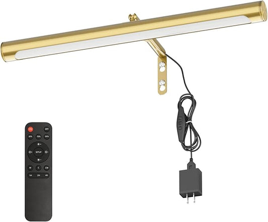 Picture Lights for Paintings Plug in, 16" Adjustable LED Gold Picture Light Art Light, Remote Control Gallery Painting Wall Light for Picture Display Dartboard Art Work (Gold)