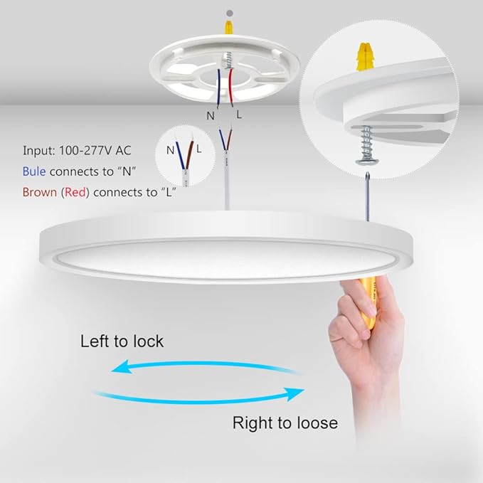 LightingWill 8.9 Inch LED Flush Mount Ceiling Light Fixture, 5000K Daylight White,1800LM, 18W, Flat Modern Round Lighting Fixture, 180W Equivalent White Ceiling Lamp for Kitchens, Bedrooms.etc.
