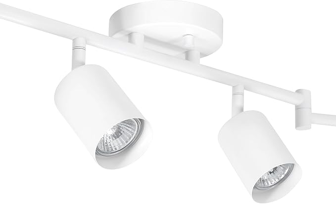 Globe Electric 64000122 47" 6-Light Foldable Track Lighting, Matte White, Cylindrical Shades, Adjustable Pivoting Heads, Modern Ceiling Light Fixture for Kitchen Island, Hallway, or Dining Room