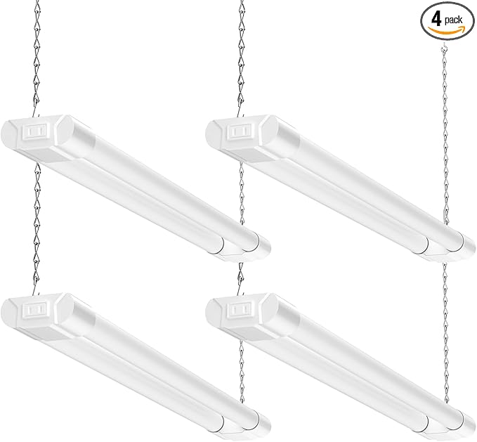 BBOUNDER 2FT LED Shop Light Fixture, Super Bright 2200LM, Cool Daylight White 6500K, Ceiling or Hanging Mount, Durable Garage Shop Lighting for Warehouse, Workbench, Basement, and Business Use, White