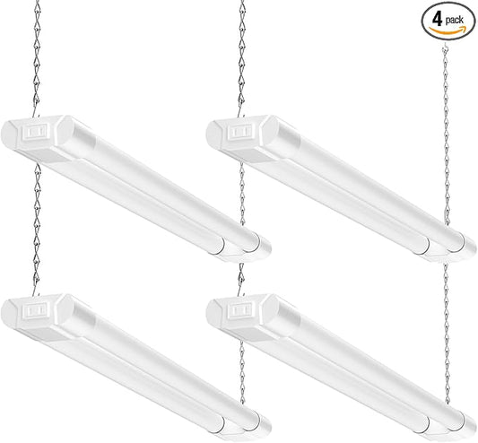 BBOUNDER 2FT LED Shop Light Fixture, Super Bright 2200LM, Cool Daylight White 6500K, Ceiling or Hanging Mount, Durable Garage Shop Lighting for Warehouse, Workbench, Basement, and Business Use, White