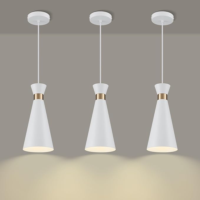 2026 New Gold White Pendant Lights Kitchen Island 3 Pack, 5.9" Mini Modern Brass Island Lights for Kitchen Bar Pendant Light Fixtures, Small kitchen pendant lighting over island Sink Dining Room