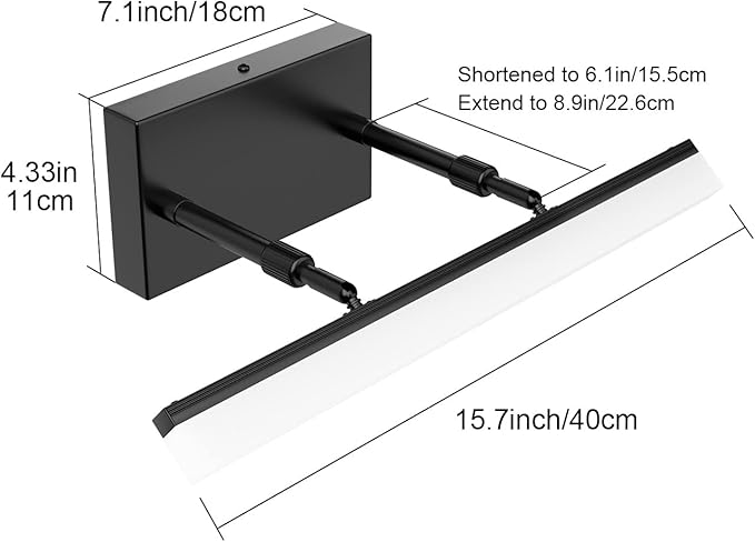 Aipsun 15.7 inch LED Vanity Lights Adjustable Bathroom Wall Light Fixtures Bathroom Lighting Fixture Over Mirror Black Modern Vanity Lighting 5500K