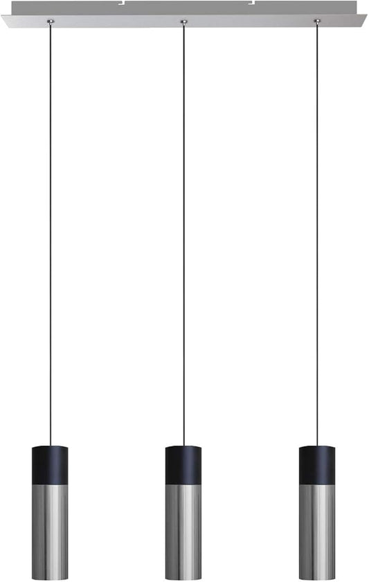 Vela 3 Mini Pendant Lighting Black-Nickel - LED Hanging Light Fixture for Kitchen Island, Bar, Foyer - Cluster Pendants - Dimmable, Adjustable Wire, Lamp Bulb Included