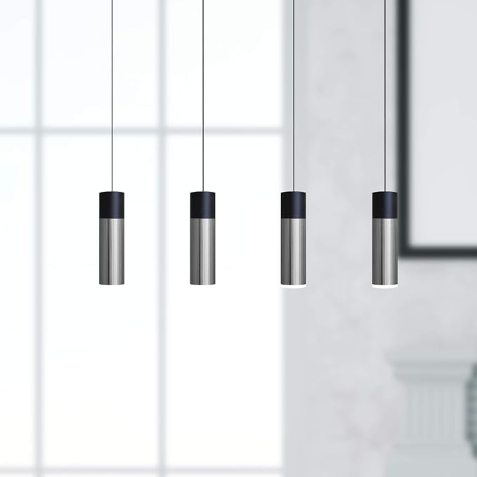 Vela 4 Mini Pendant Lighting Black-Nickel - LED Hanging Light Fixture for Kitchen Island, Bar, Foyer - Cluster Pendants - Dimmable, Adjustable Wire, Lamp Bulb Included