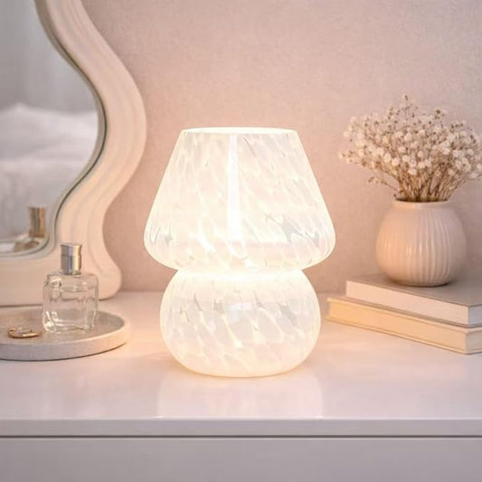 ULAROOM USB Plug-in Mushroom Lamp Small Bedside Table Lamp with 3 Temperature LED Bulb, Free Dimming Nights Light for Bedroom/Living Room/Entryway/Corner Decor or New Home Gift(Rainbow White)