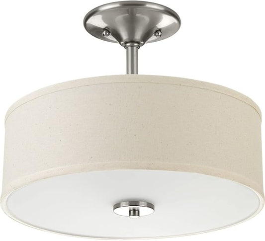 Progress Lighting P3712-09 Inspire Two-Light Semi-Flush, Brushed Nickel